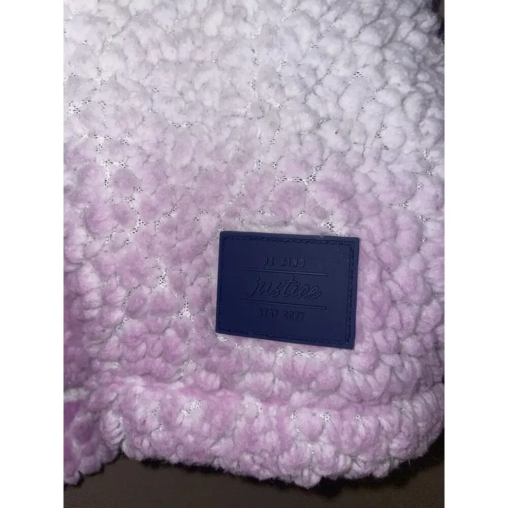 Justice Little Girls Pull Over Hoodie Multicolor Sherpa 1/4 Zipper Sz S 7/8